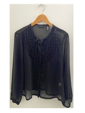 Sheer Black Long Sleeve Shirt Size XL Petite
